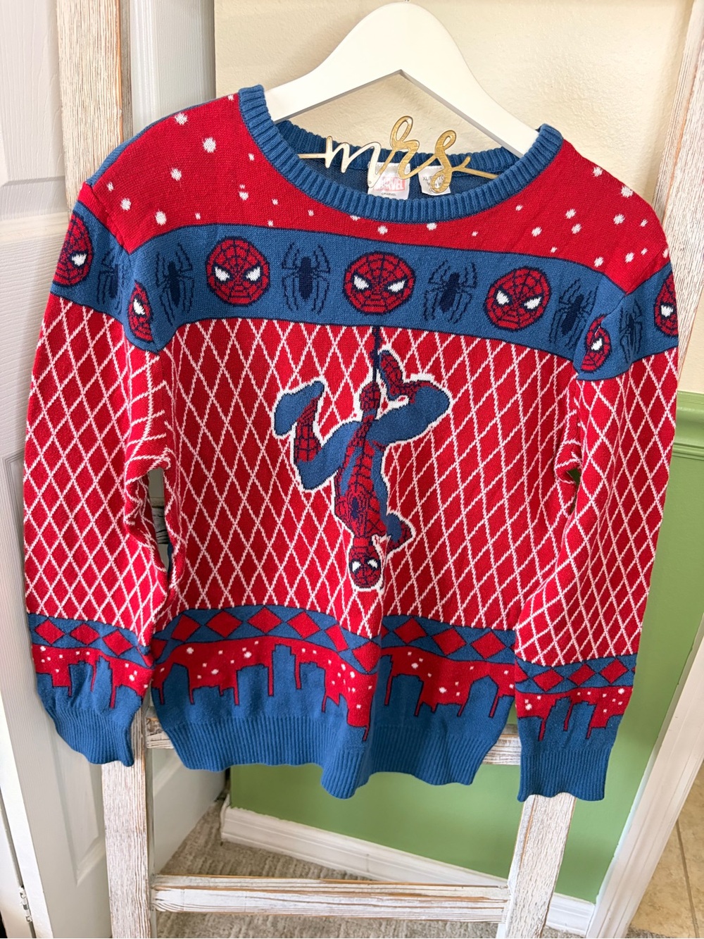 💙❤️ Marvel Spider-Man Ugly Christmas Sweater Boys XL
